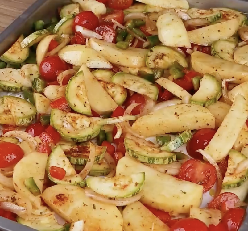 mixture of veggies on a sheet pan